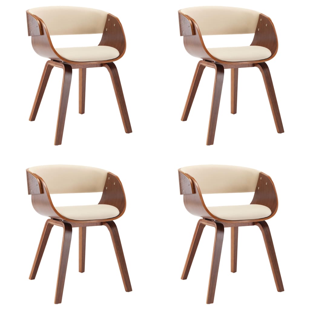 Matstolar 4 st gräddvit böjträ och konstläder