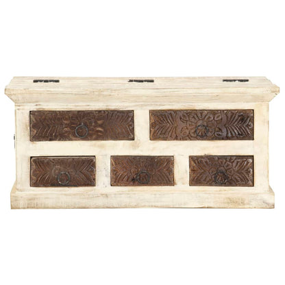 Soffbord Vit 68x68x30 cm massivt mangoträ