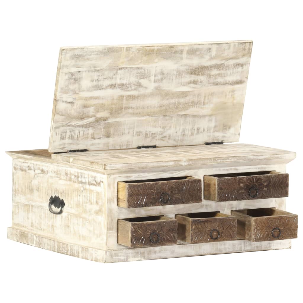 Soffbord Vit 68x68x30 cm massivt mangoträ