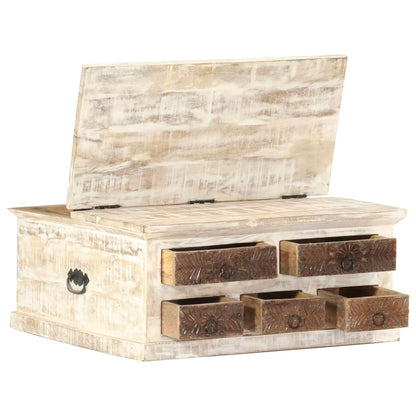 Soffbord Vit 68x68x30 cm massivt mangoträ