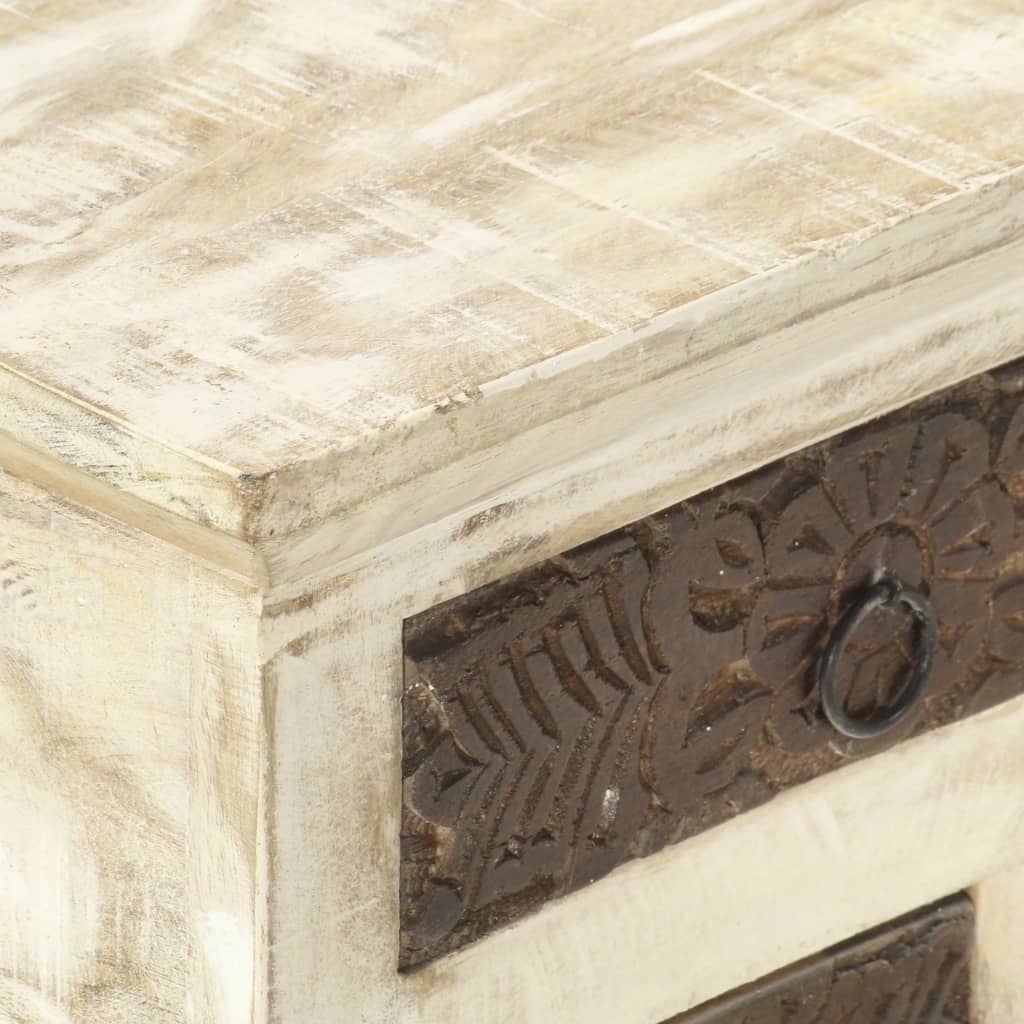 Soffbord Vit 68x68x30 cm massivt mangoträ