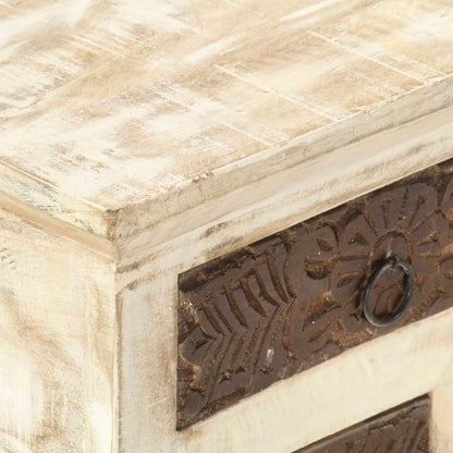 Soffbord Vit 68x68x30 cm massivt mangoträ