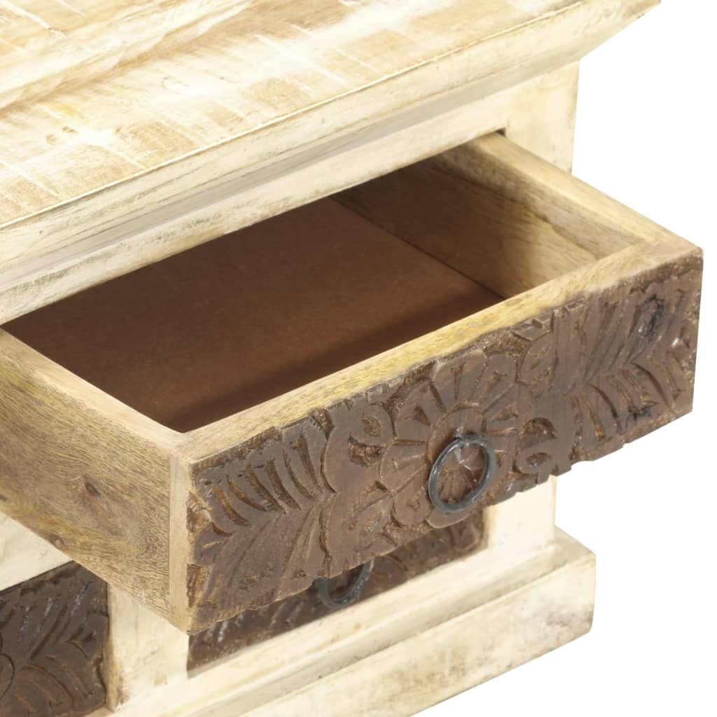 Soffbord Vit 68x68x30 cm massivt mangoträ