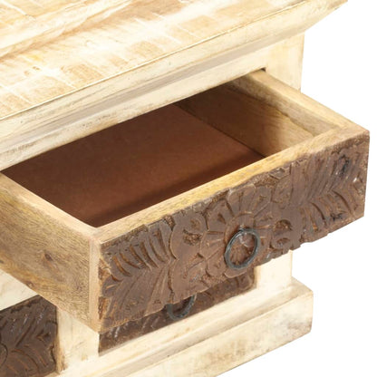 Soffbord Vit 68x68x30 cm massivt mangoträ