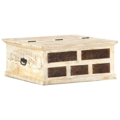 Soffbord Vit 68x68x30 cm massivt mangoträ