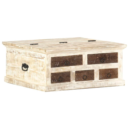 Soffbord Vit 68x68x30 cm massivt mangoträ