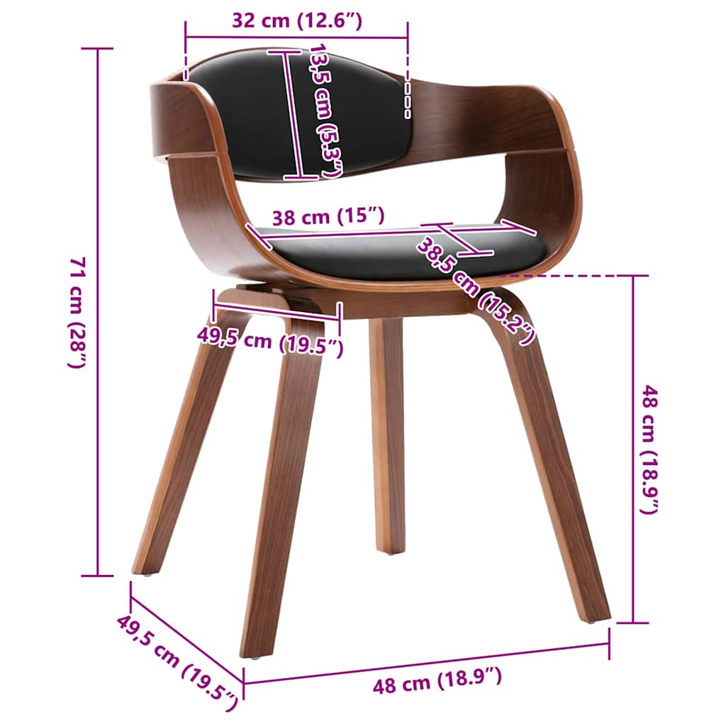 Matstolar 2 st böjträ och konstläder