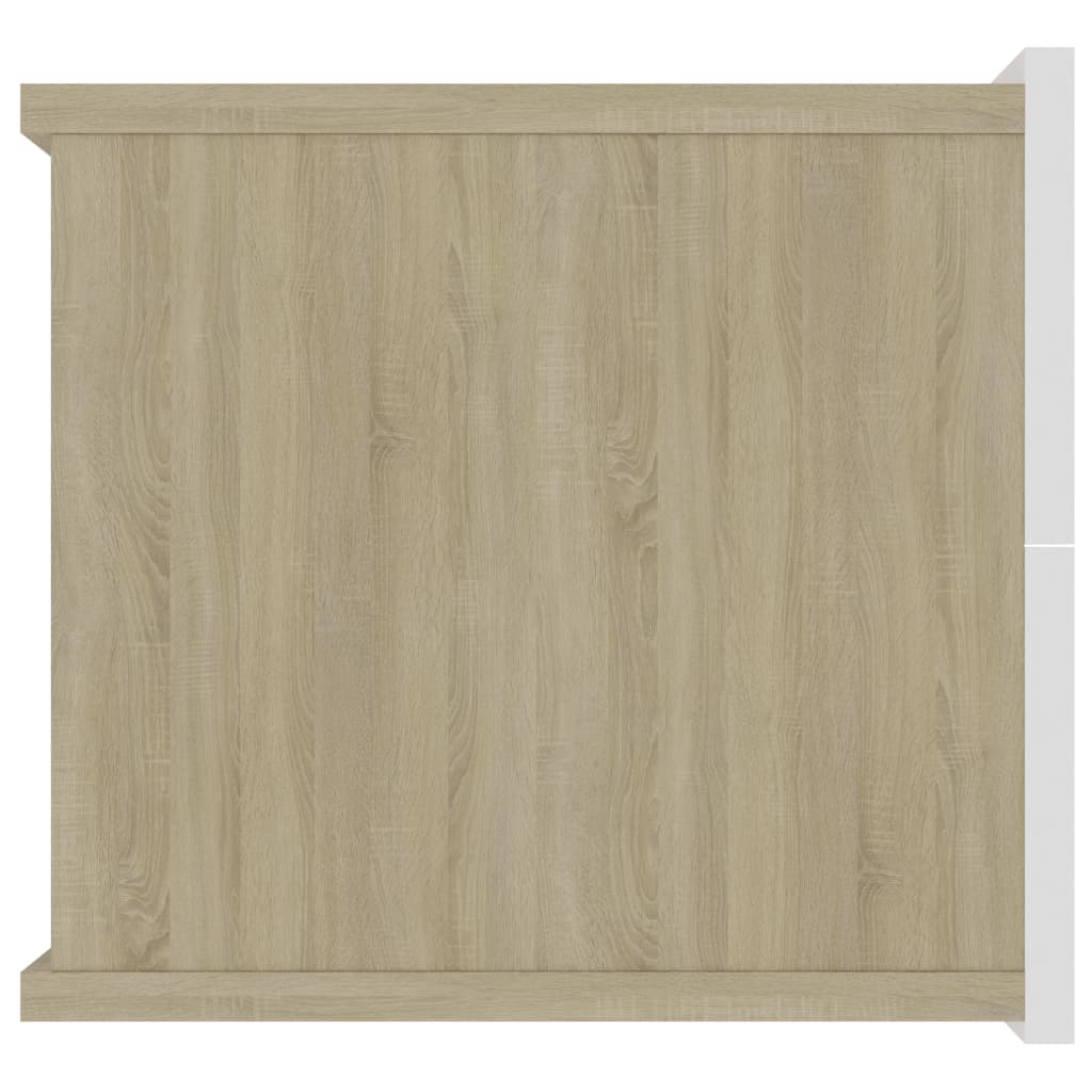 Sängbord 2 st vit och sonoma-ek 40x30x30 cm konstruerat trä