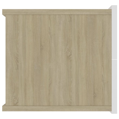 Sängbord 2 st vit och sonoma-ek 40x30x30 cm konstruerat trä