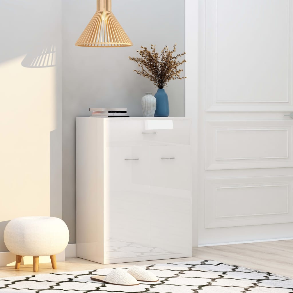 Skoställ Högglans Vit Skoskåp 60x35x84 cm