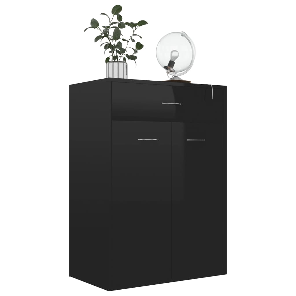 Skoställ Högglans Svart Skoskåp 60x35x84 cm