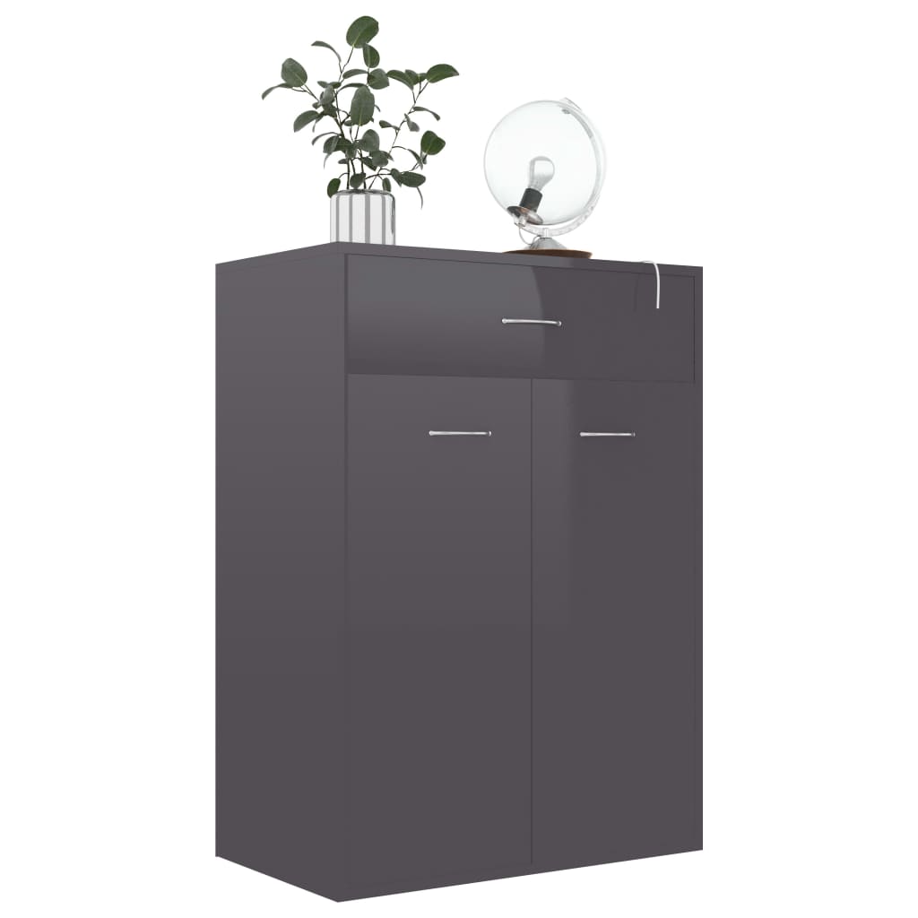 Skoställ Högglans Grå Skoskåp 60x35x84 cm
