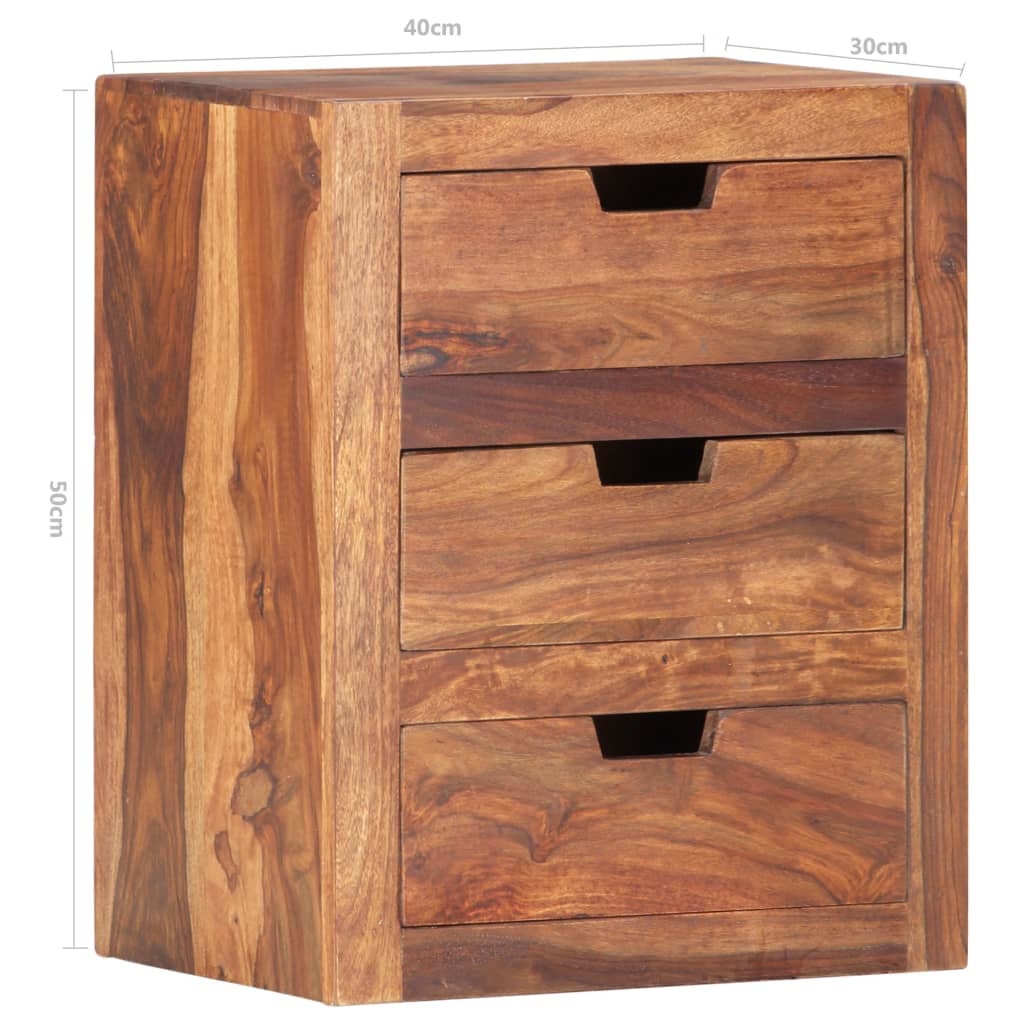 Sängbord 40x30x50 cm massivt sheesamträ