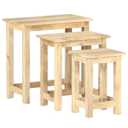 Sidobord Trä 3 st massivt mangoträ