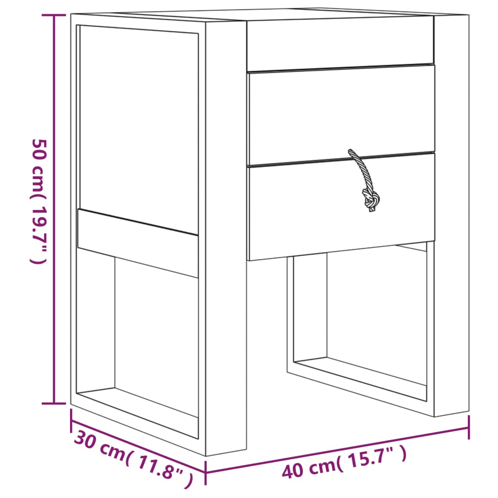 Sängbord 40x30x50 cm massiv teak
