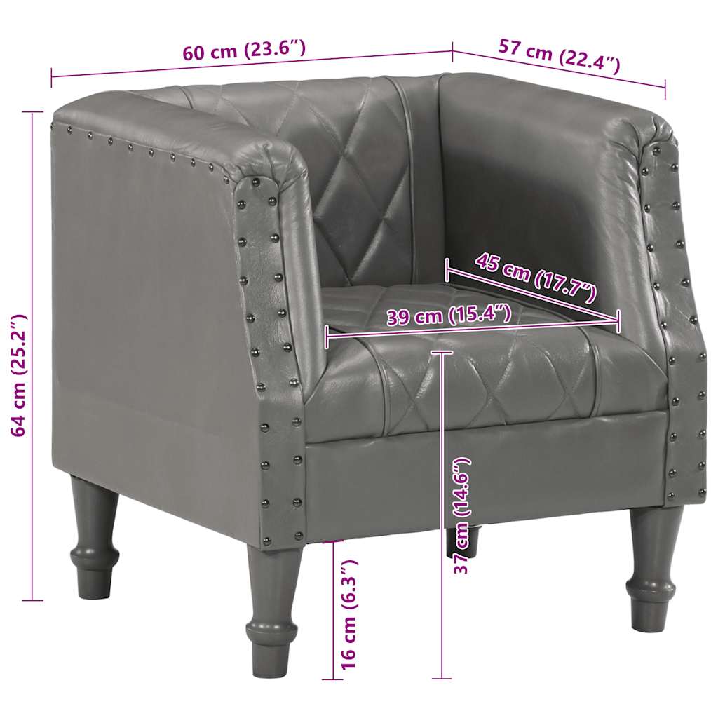 Fåtölj Grå äkta getskinn