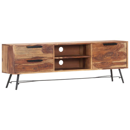 TV-bänk 140x28x47 cm massivt sheshamträ