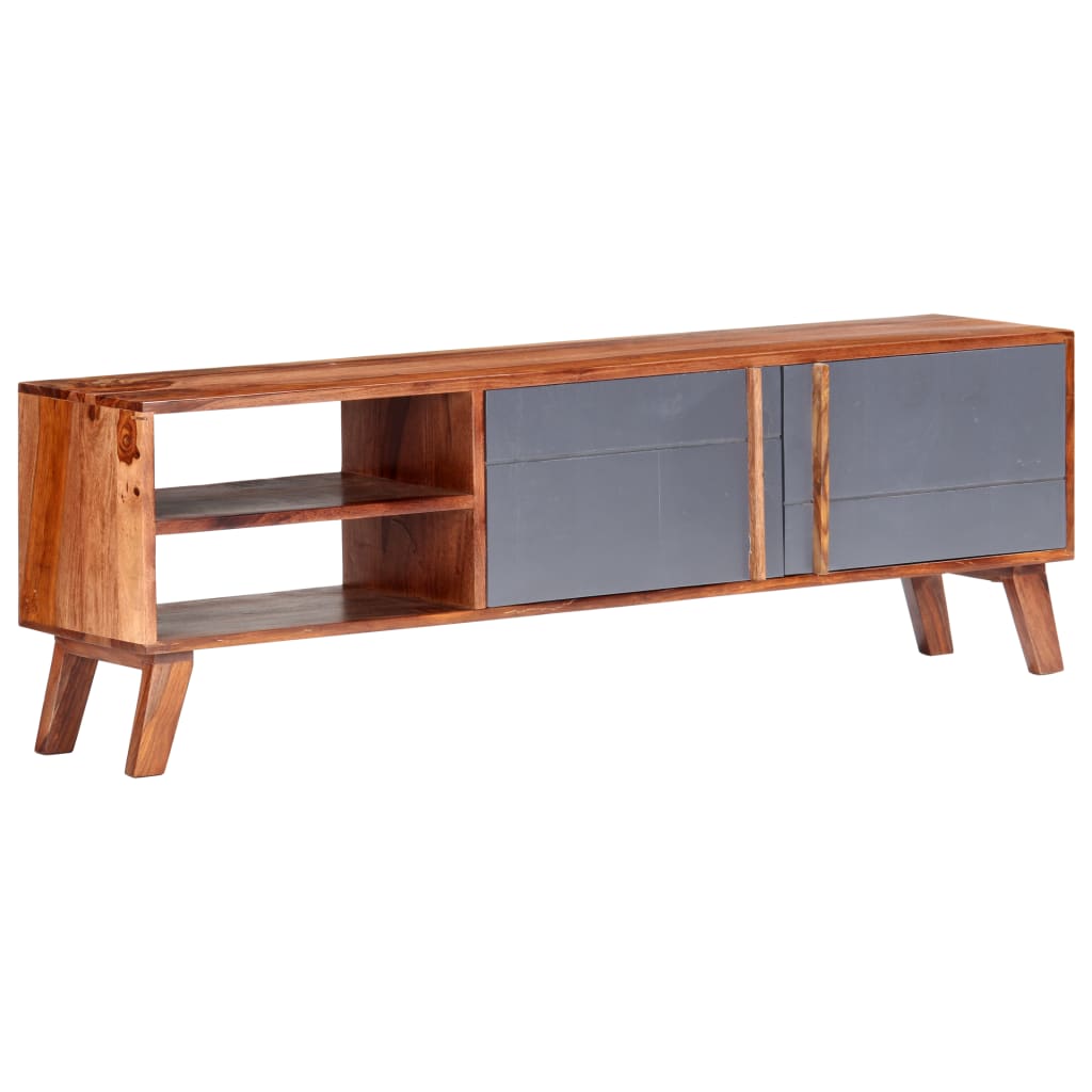 TV-Möbel Grå TV-Bänk 140x30x45 cm massivt trä