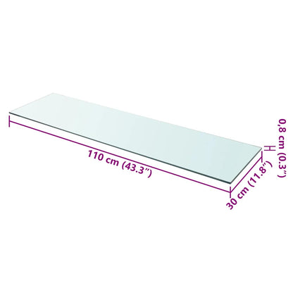 Hyllplan 2 st glas genomskinlig 110x30 cm