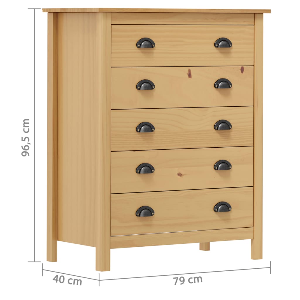 Skänk Trä Hill med 5 lådor 79x40x96,5 cm massiv furu