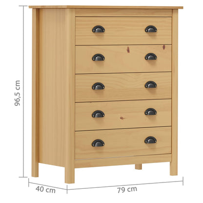 Skänk Trä Hill med 5 lådor 79x40x96,5 cm massiv furu