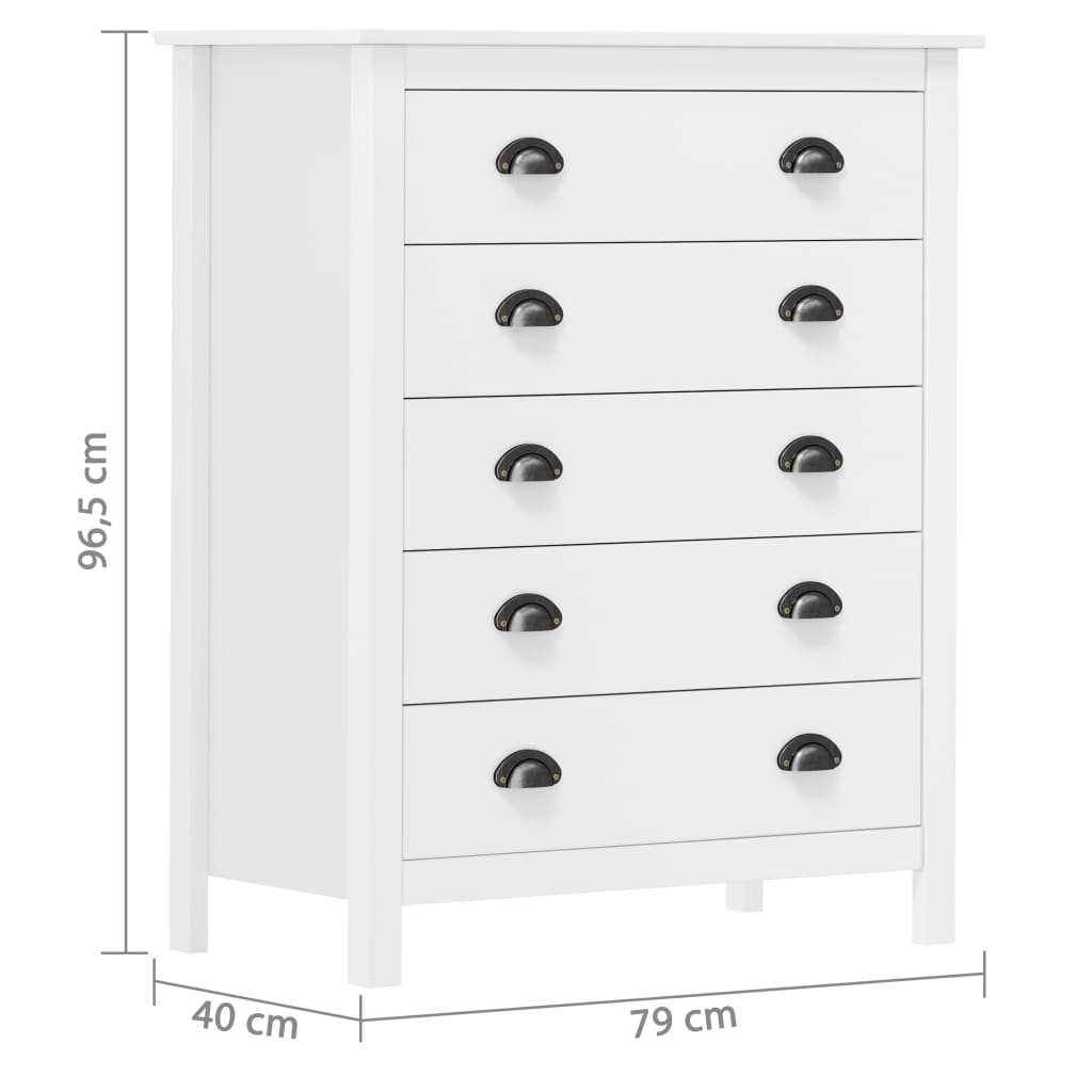 Skänk Trä Hill med 5 lådor 79x40x96,5 cm massiv furu