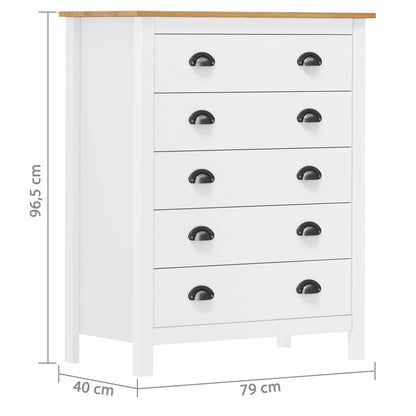 Skänk Trä Hill med 5 lådor 79x40x96,5 cm massiv furu