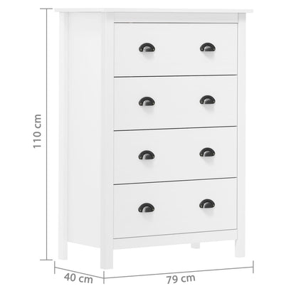 Skänk Trä Hill med 4 lådor 79x40x110 cm massiv furu