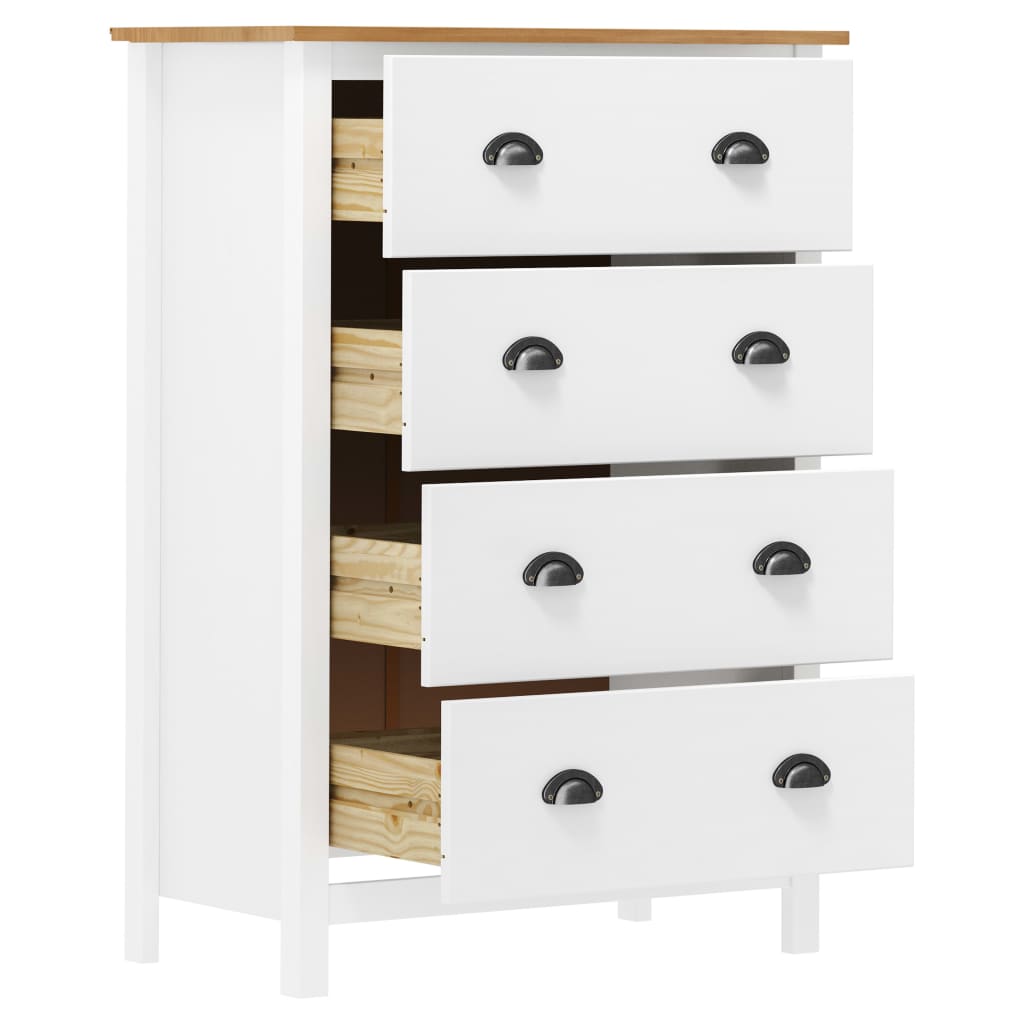 Skänk Trä Hill med 4 lådor 79x40x110 cm massiv furu