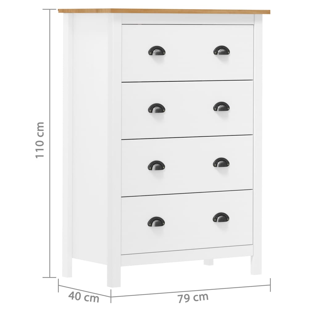 Skänk Trä Hill med 4 lådor 79x40x110 cm massiv furu