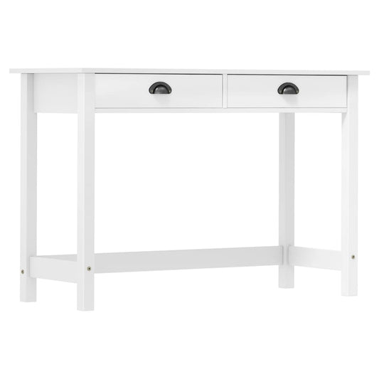 Avlastningsbord Konsollbord Vit Trä Hill med 2 lådor 110x45x74 cm massiv furu