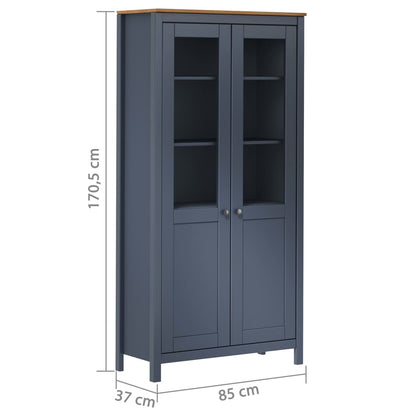 Vitrinskåp Hill Vit 85x37x170,5 cm massiv furu