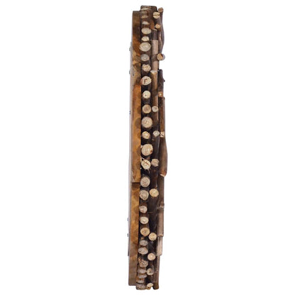 Väggspegel rund 60 cm teak