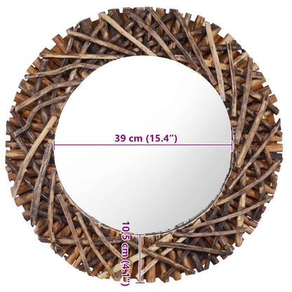 Väggspegel rund 60 cm teak