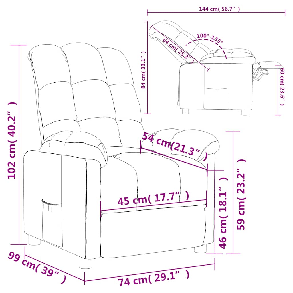 Fåtölj Ljusgrå Reclinerfåtölj tyg