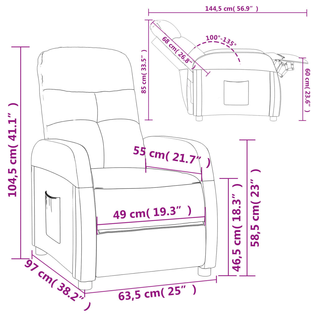 Fåtölj Ljusgrå Reclinerfåtölj tyg
