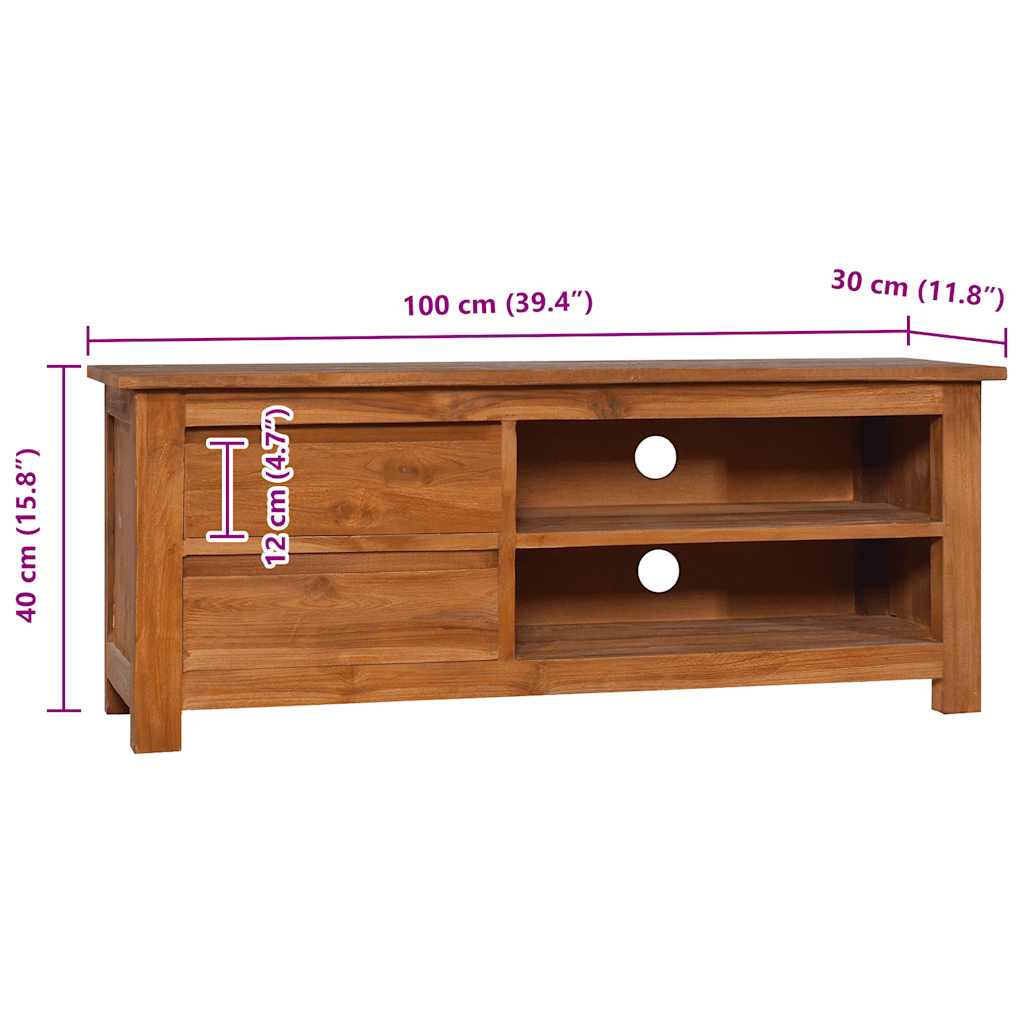 TV-bänk 100x30x40 cm massiv teak