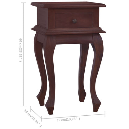 Sängbord klassisk brun 35x30x60 cm massiv mahogny