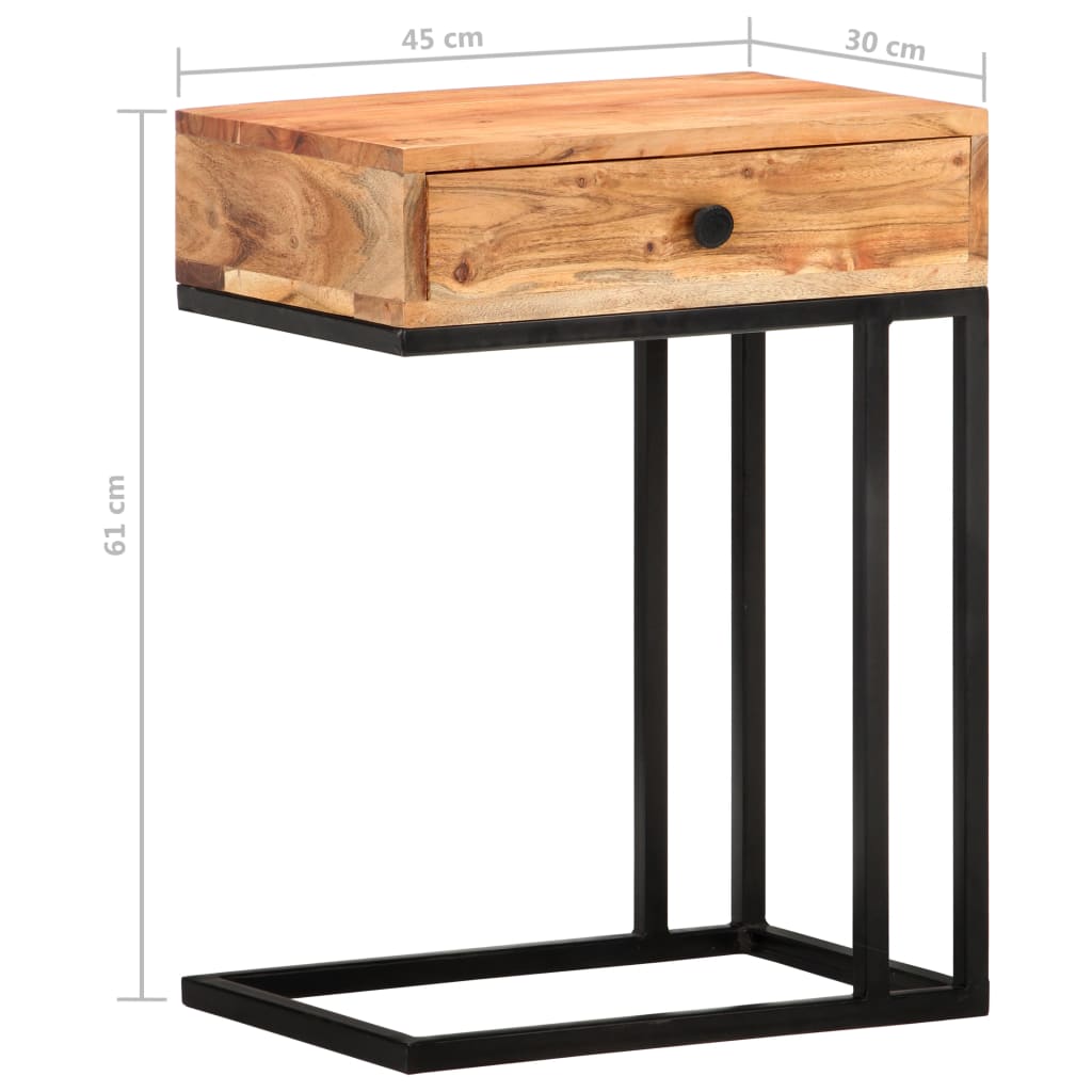 Sidobord Trä U-format 45x30x61cm massivt akaciaträ