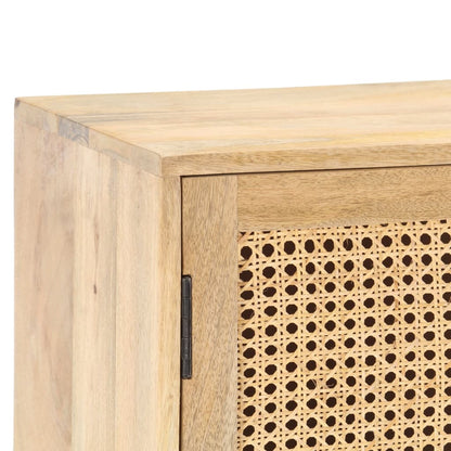 Skänk Trä 80x30x73 cm massivt mangoträ och naturlig rotting