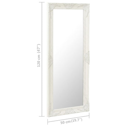 Väggspegel barockstil 50x120 cm vit