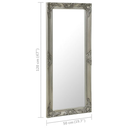 Väggspegel barockstil 50x120 cm silver