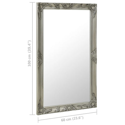Väggspegel barockstil 60x100 cm silver