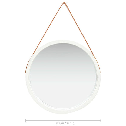 Väggspegel med rem 60 cm vit