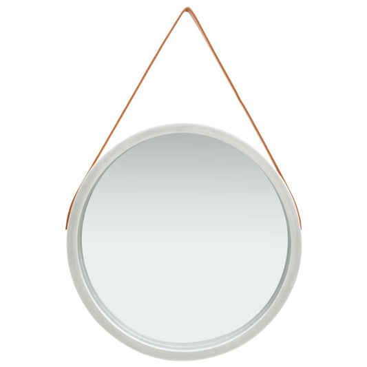 Väggspegel med rem 60 cm silver