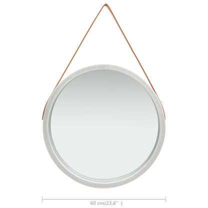 Väggspegel med rem 60 cm silver