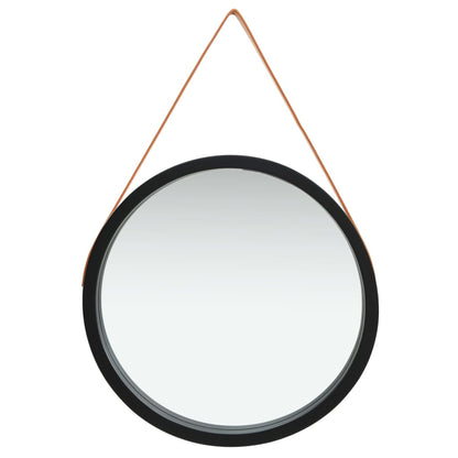 Väggspegel med rem 60 cm svart