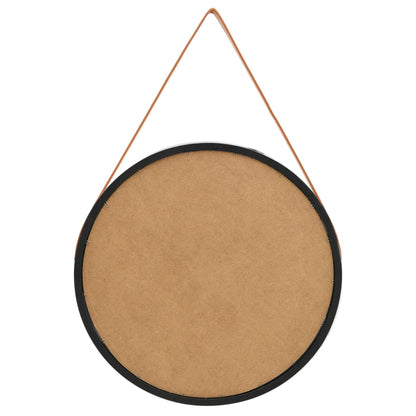 Väggspegel med rem 60 cm svart