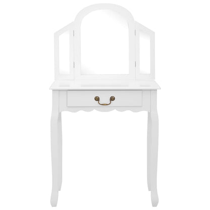 Sminkbord med pall Vit 65x36x128 cm kejsarträ