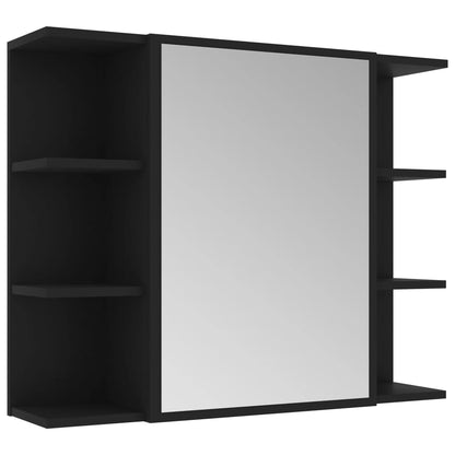 Badrumsspegel Spegelskåp Svart 80x20,5x64 cm